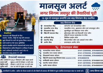 Monsoon alert: Jaipur Municipal Corporation created flood control centers, helpline number released