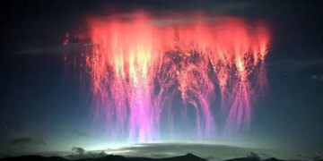 Red Ghost Sprites: People were surprised to see rare red-orange light seen in the sky of Tibet, pictures and videos