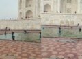 The fun of monkeys in the fountain of Taj Mahal won the hearts of people, the video of the monkeys jumping went viral.