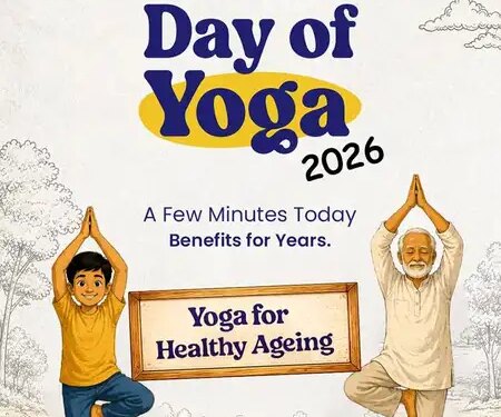 The theme of International Yoga Day 2026 declared 'Yoga for healthy old age', will give the message of longevity and happiness.