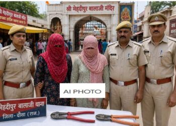 Two female members of chain snatching gang active in Mehandipur Balaji temple arrested, cutters for cutting chains recovered