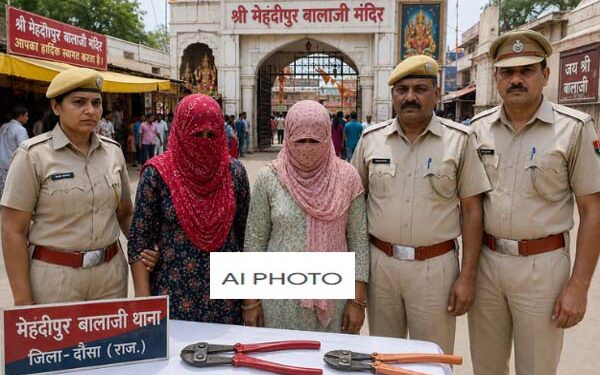 Two female members of chain snatching gang active in Mehandipur Balaji temple arrested, cutters for cutting chains recovered