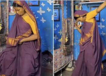 Village woman's explosive dance, did moonwalk in saree, people were stunned to see Michael Jackson style