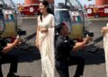 Viral Video: Army Captain proposed to his girlfriend by sitting on his knees in front of the helicopter, heart touching moment goes viral