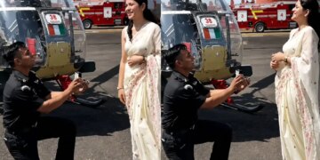 Viral Video: Army Captain proposed to his girlfriend by sitting on his knees in front of the helicopter, heart touching moment goes viral