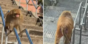 Viral Video: Monkey left humans behind, performed such a feat by sliding on the railing that people were stunned