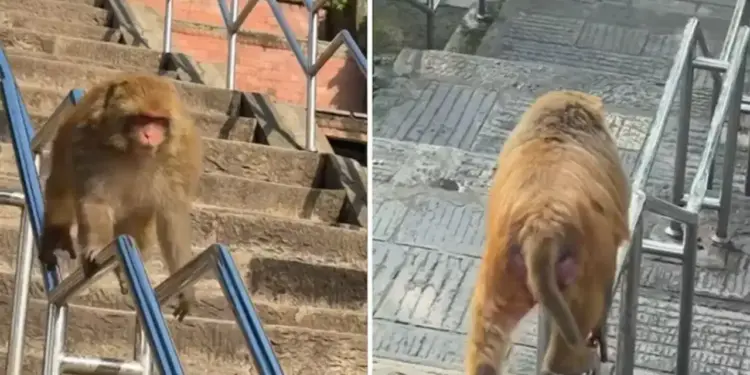 Viral Video: Monkey left humans behind, performed such a feat by sliding on the railing that people were stunned