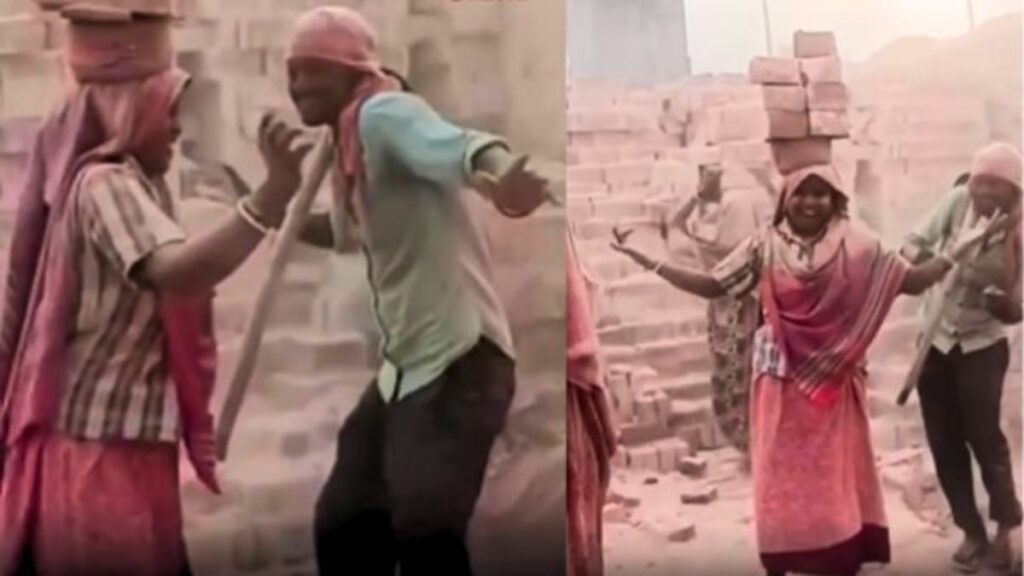 Viral video: woman worker dance carrying 10 bricks on head, Video goes Trending on internet
