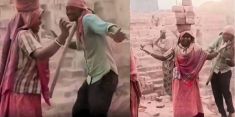 Viral video: woman worker dance carrying 10 bricks on head, Video goes Trending on internet