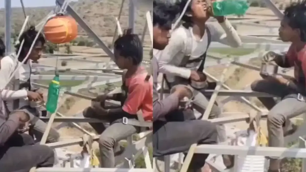 Workers eating food while sitting on an iron structure hundreds of feet high, people said – example of courage