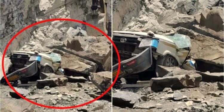 Horrific accident in Himachal, 13 people died due to rock falling on Sumo vehicle; Mountain broken due to landslide