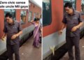 Shameful video of railway journey goes viral! Ate banana and threw the peel under the train, people got angry after seeing this