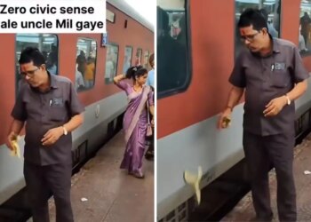 Shameful video of railway journey goes viral! Ate banana and threw the peel under the train, people got angry after seeing this