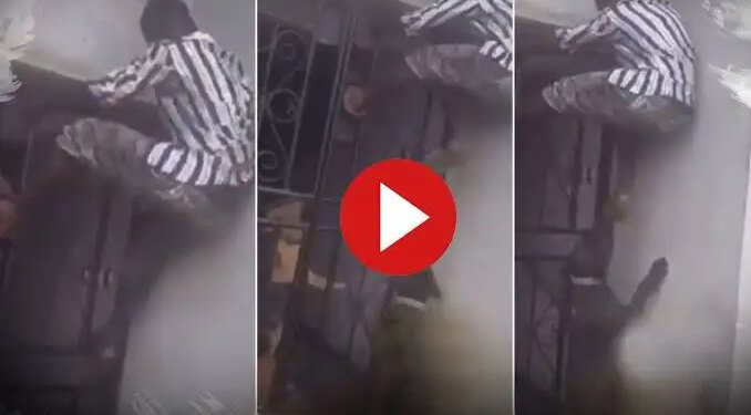 The planning of theft proved costly, the colony people rescued the thief trapped in the building, you will not stop laughing after watching the viral video.