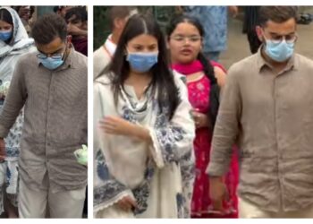 VIDEO: Virat and Anushka again reached to meet Premanand Maharaj, traveled barefoot, again placed her head on the threshold