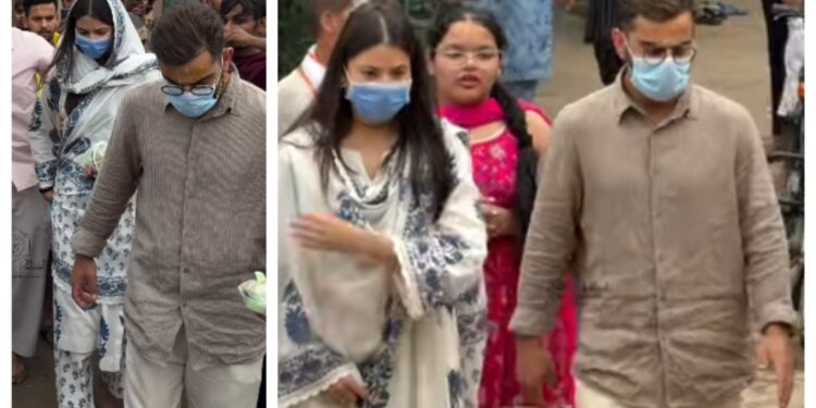 VIDEO: Virat and Anushka again reached to meet Premanand Maharaj, traveled barefoot, again placed her head on the threshold