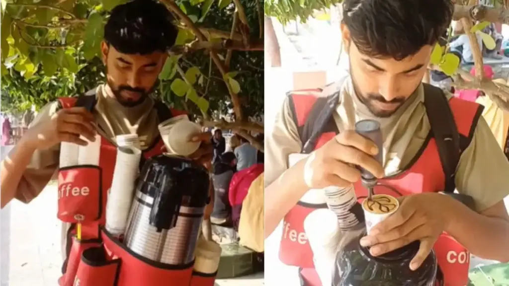 Viral Video: You would not have seen such a unique way of earning, a person opened a coffee cafe on his own body, people said- Wow!