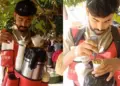 Viral Video: You would not have seen such a unique way of earning, a person opened a coffee cafe on his own body, people said- Wow!