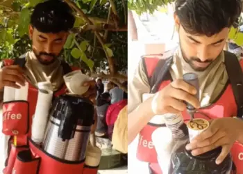 Viral Video: You would not have seen such a unique way of earning, a person opened a coffee cafe on his own body, people said- Wow!