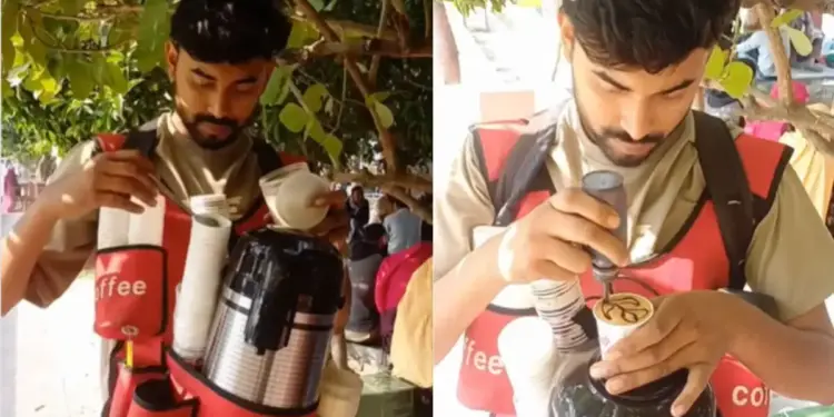 Viral Video: You would not have seen such a unique way of earning, a person opened a coffee cafe on his own body, people said- Wow!